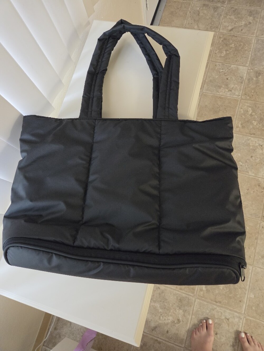 Calpak Black Quilted Tote Bag